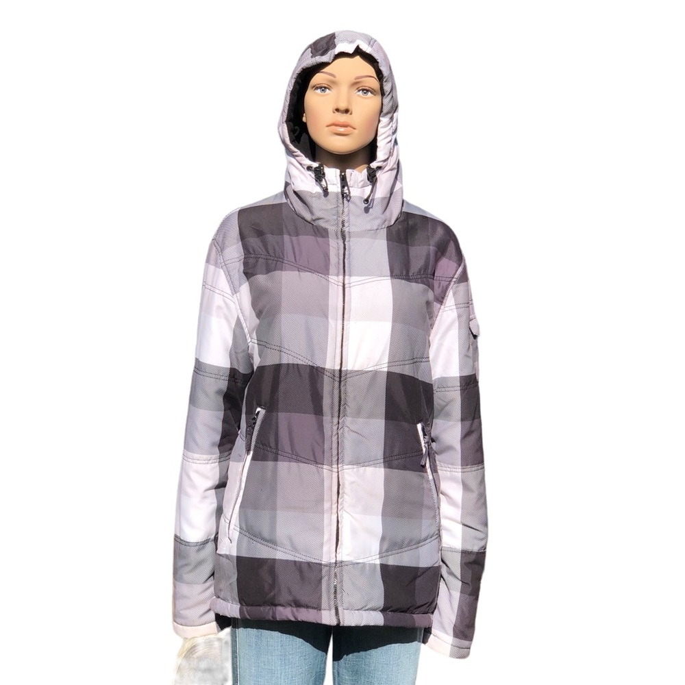 Billabong black, white and gray plaid jacket Sz m  slopes or around town